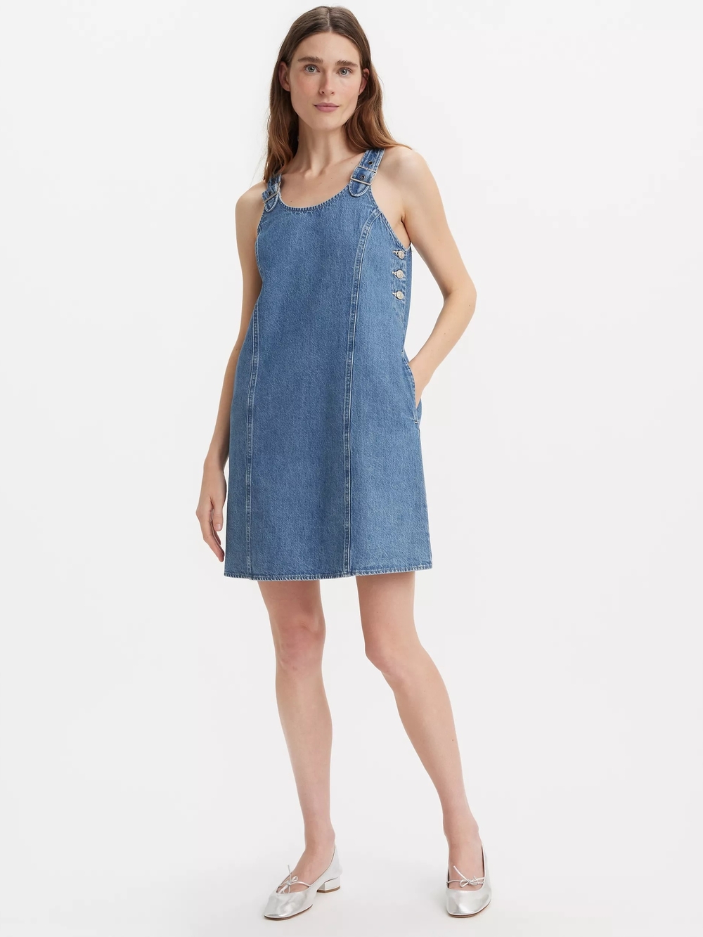 Levi's Blue Denim Pinafore Mini Dress